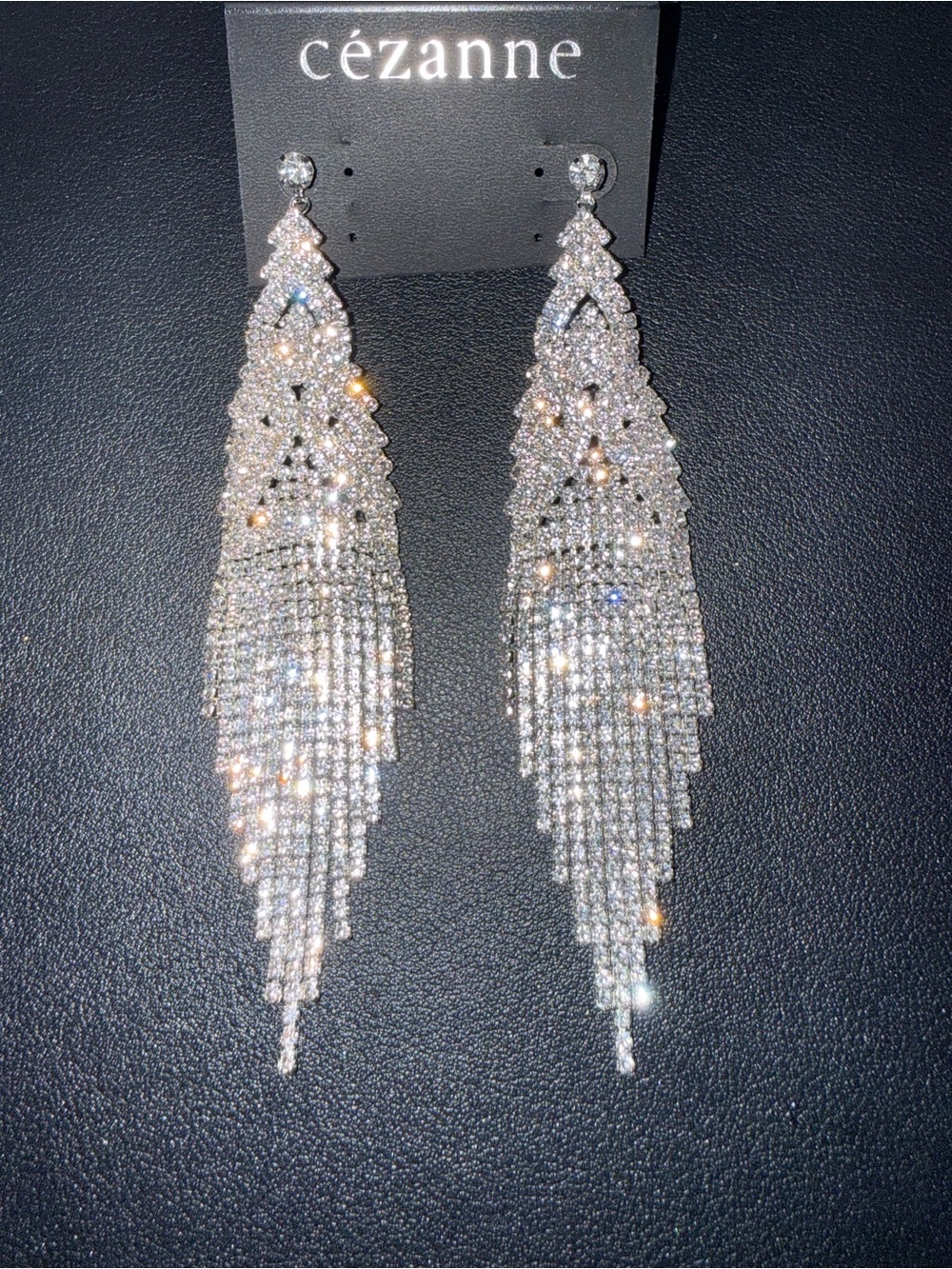Cezanne Silver Crystal Fringe Drop Earrings